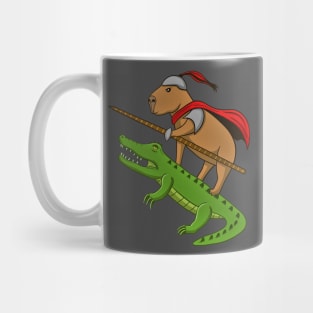 Cute Capybara Knight with Crocodile Mug